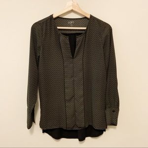 LOFT Petite Long Sleeve Blouse Floral Textured